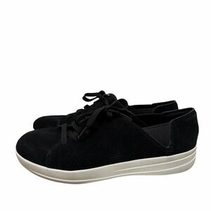 FitFlop Womens F-Sporty Suede Lace Up Sneaker US 10 UK 8 Black Low Top Shoe